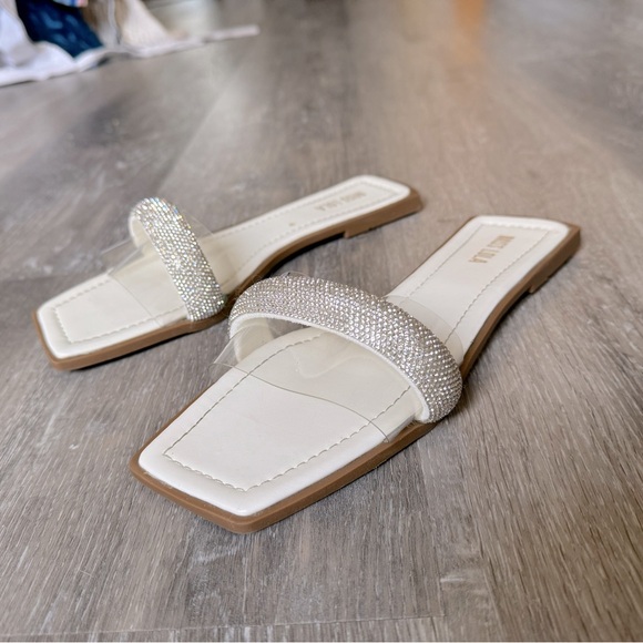 Rhinestone bling sandals slides bridal - Picture 1 of 9
